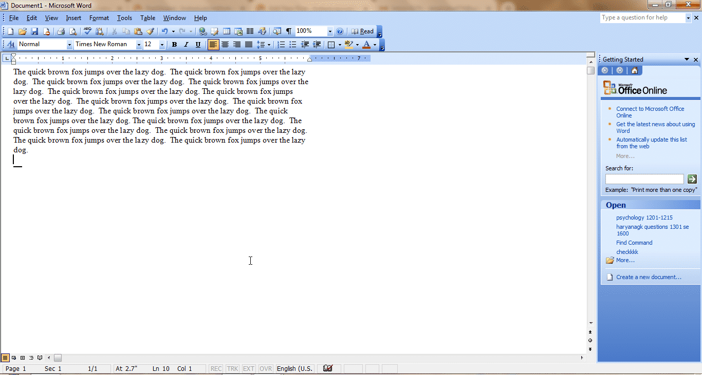 View Menu Microsoft Word 2003 Basic Computer Hindi Notes